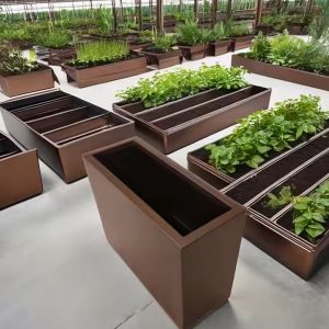 Rectangular metal planter box