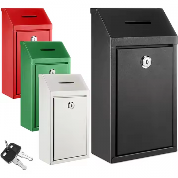 Metal Locking Mailbox Wall Mount Key Drop Mailbox for Outside Garden - Image 4