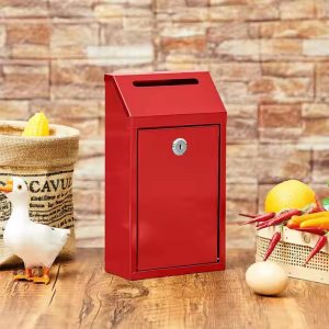 Metal Locking Mailbox Wall Mount Key Drop Mailbox for Outside Suggestion Box