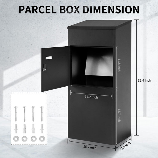 Galvanized Steel Large Parcel Drop Box Outdoor Delivery Box Secure Storage - Image 3